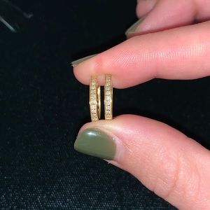 Real Diamond and Yellow Gold Huggies